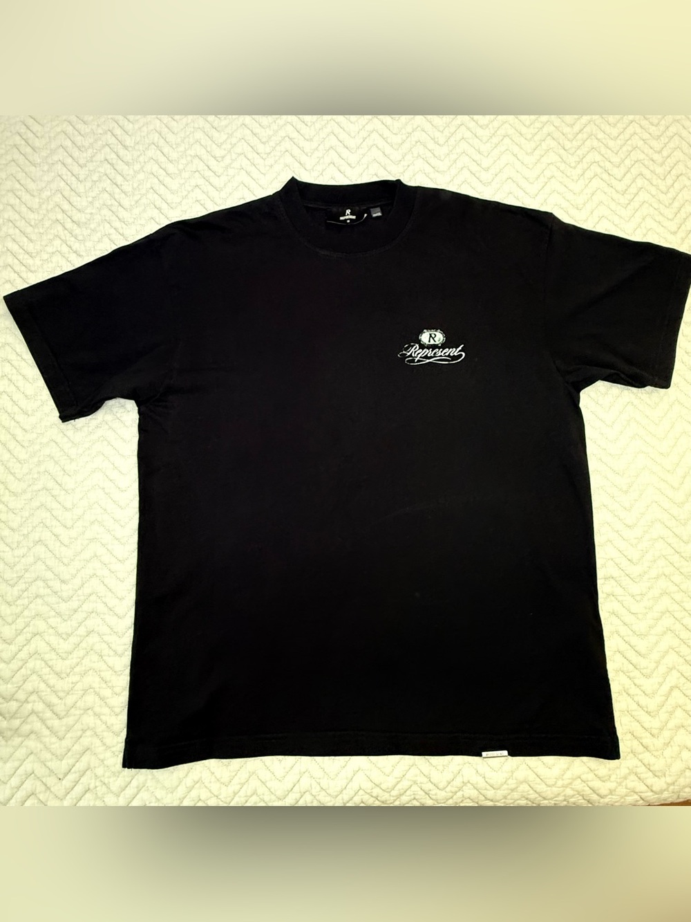 Represent “Grand Vintage” Hand Drawn Logo Tee Jet Black Oversized.